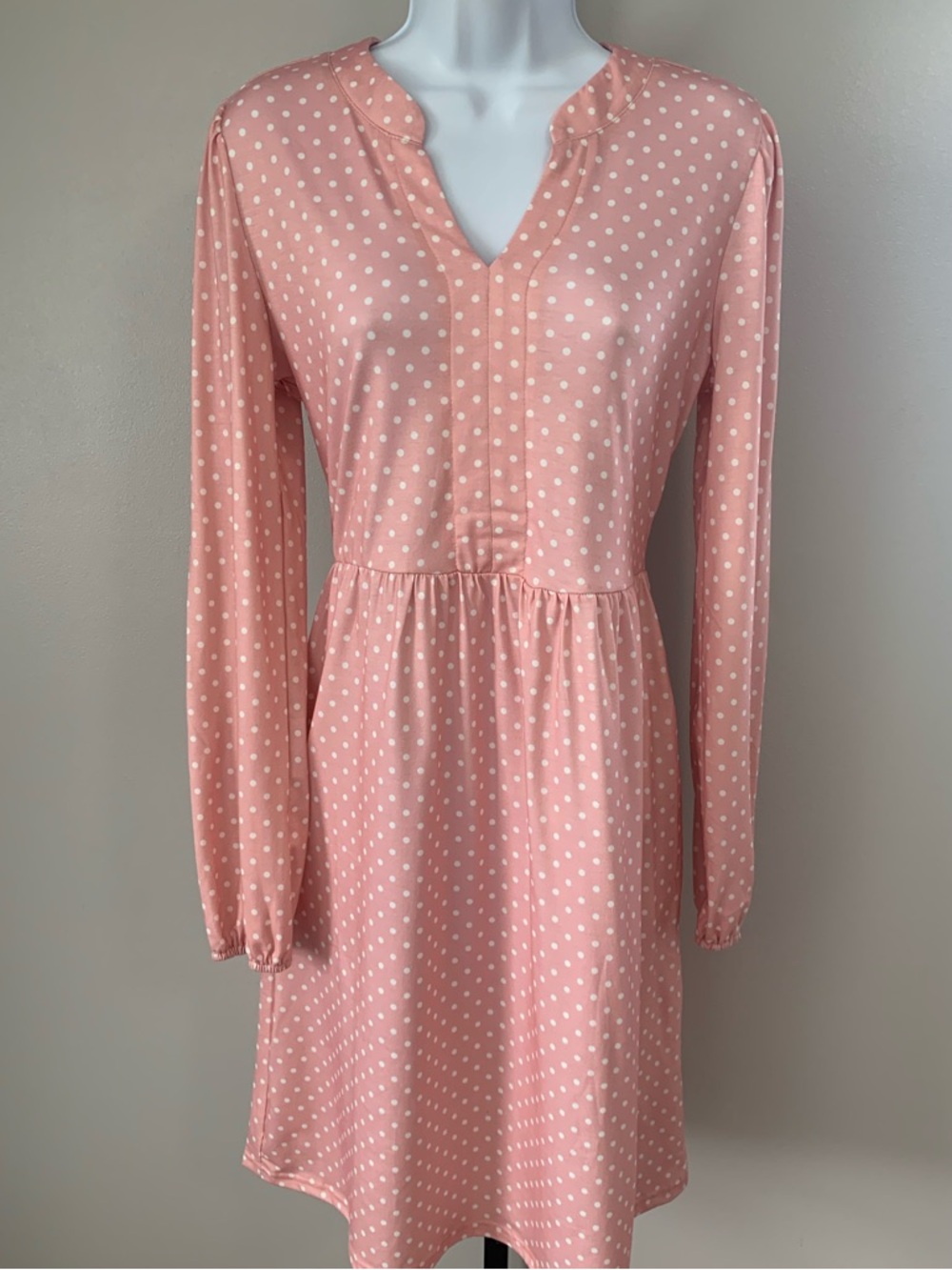 NWT Anrabess from Amazon Polka Dot Pink Long-Sleeve Women's Dress